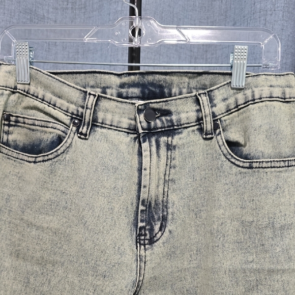 Diane Gilman Women's Acid Washed Retro Look Straight Leg Jeans Blue,off White 12 - Picture 3 of 11